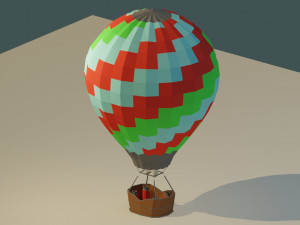low poly hot air balloon 3D Model