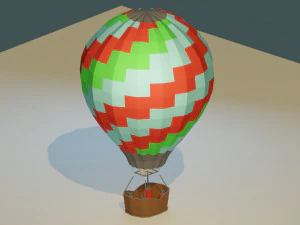 low poly hot air balloon 3D Model