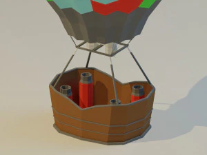 low poly hot air balloon 3D Model