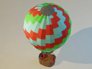 low poly hot air balloon 3D Model