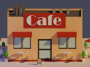 low poly cafe 3D Model