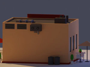 low poly cafe 3D Model