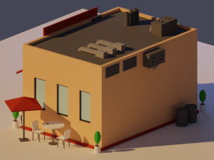 low poly cafe Modelo 3D