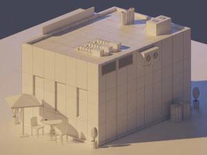 low poly cafe 3D Model