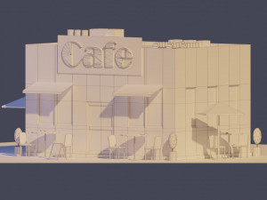low poly cafe Modelo 3D