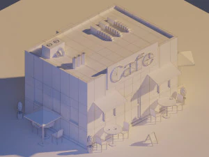 low poly cafe 3D Model