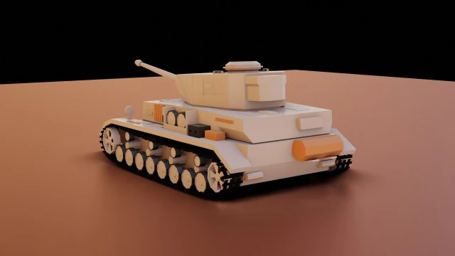 low poly panzer iv tank 3D Model .c4d .max .obj .3ds .fbx .stl .blend