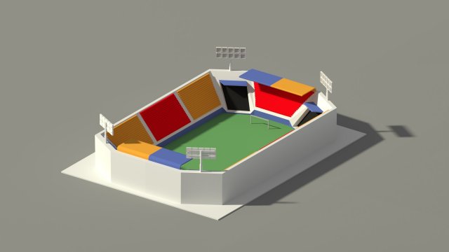 low poly stadium Model 3D .c4d .max .obj .3ds .fbx .stl .blend 