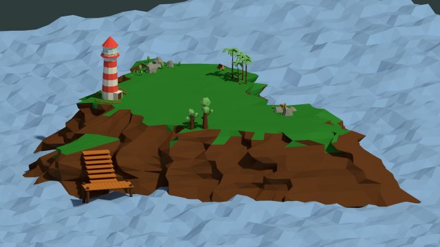 low poly island pack Model 3D .c4d .max .obj .3ds .fbx .stl .blend 