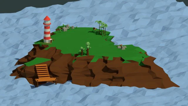 pacote de ilha low poly Modelo 3D .c4d .max .obj .3ds .fbx .stl .blend 