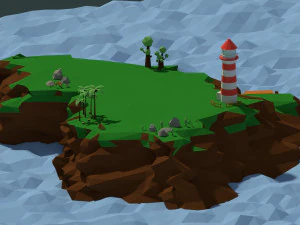 pacote de ilha low poly Modelo 3D