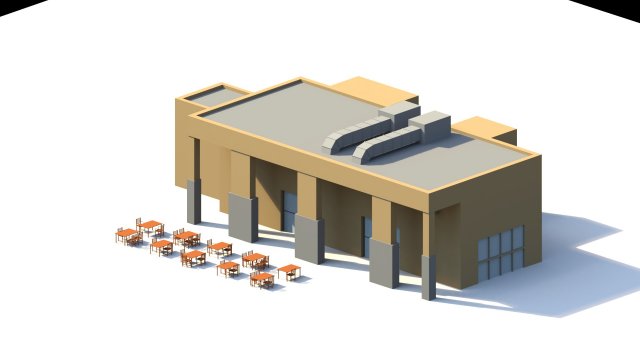 low poly holiday restaurant 3D Model .c4d .max .obj .3ds .fbx .stl .blend 