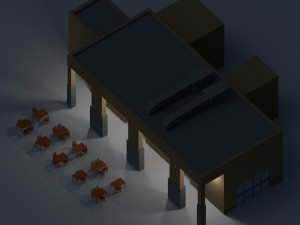 low poly holiday restaurant 3D Model