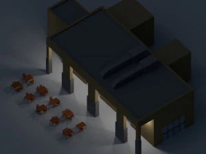 low poly holiday restaurant 3D Model