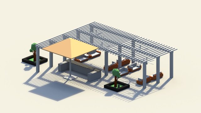 low poly holiday summer bar Modelo 3D .c4d .max .obj .3ds .fbx .stl .blend 