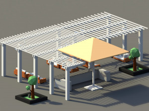 low poly holiday summer bar Modelo 3D