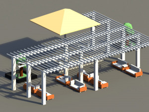 low poly holiday summer bar Modelo 3D