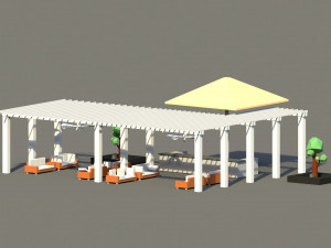 low poly holiday summer bar Modelo 3D