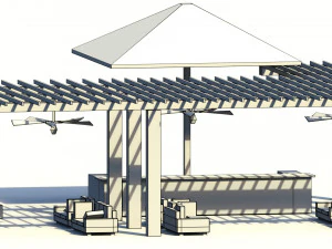 low poly holiday summer bar 3D Model