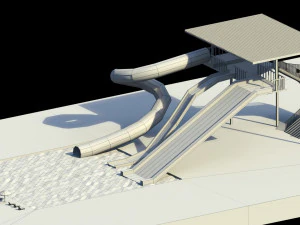 low poly water slides 3D Model