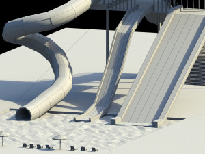 low poly water slides Model 3D