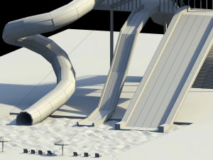low poly water slides 3D Model