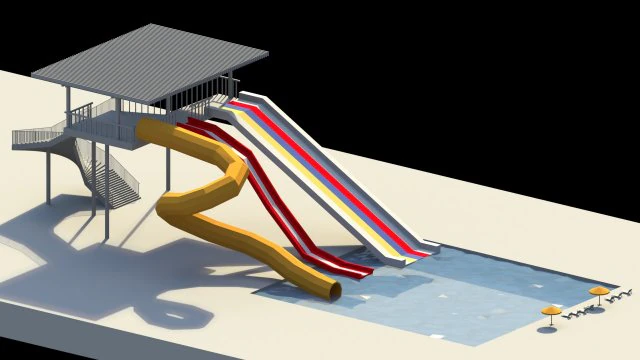 low poly water slides 3D Model .c4d .max .obj .3ds .fbx .stl .blend 