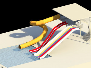 low poly water slides Model 3D