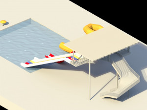 low poly water slides Model 3D