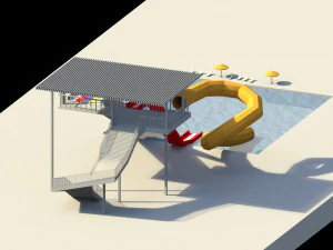 low poly water slides 3D Model