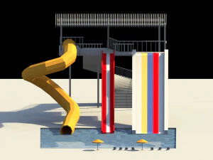 low poly water slides 3D Model