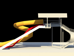 low poly water slides Model 3D