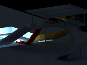 low poly water slides Model 3D