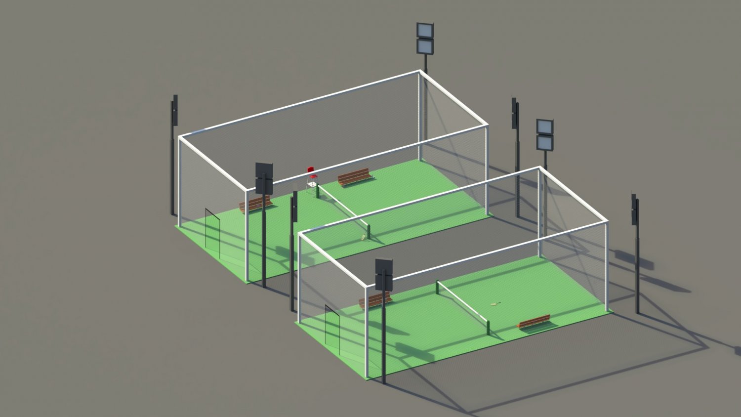 Low Poly Tennis Courts 3d Model In Sports Equipment 3dexport