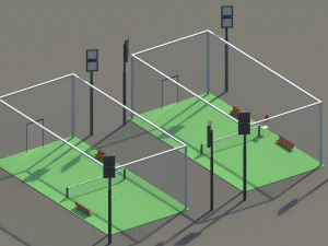 low poly tennis courts 3D Model