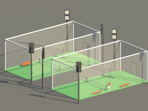 low poly tennis courts 3D Model