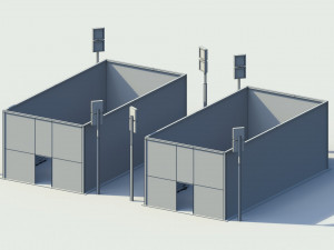 low poly tennis courts 3D Model