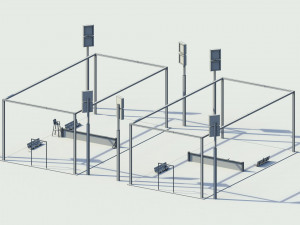 low poly tennis courts 3D Model