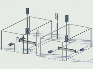 low poly tennis courts 3D Model