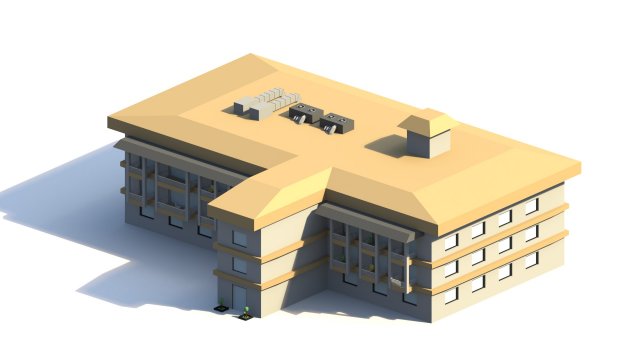 low poly hotel building 3D-Modell .c4d .max .obj .3ds .fbx .stl .blend 