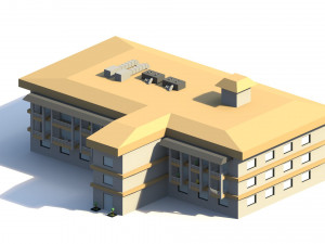 low poly hotel building 3D Model