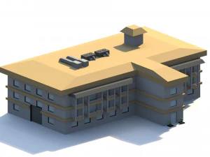 low poly hotel building 3D Model