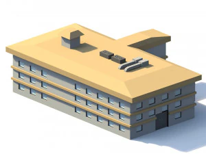 low poly hotel building 3D Model