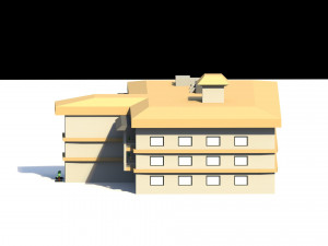 low poly hotel building 3D-Modell