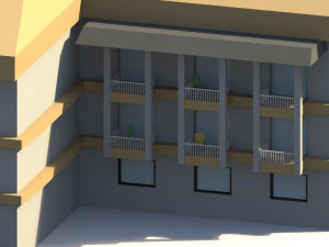 low poly hotel building 3D Model