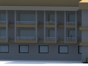 low poly hotel building 3D-Modell