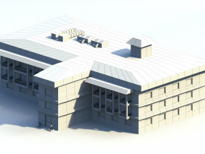 low poly hotel building 3D-Modell