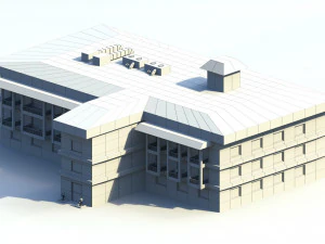 low poly hotel building 3D Model