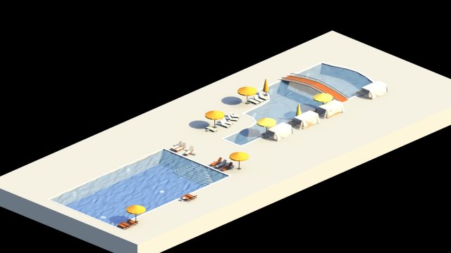 low poly swimming pools Modelo 3D .c4d .max .obj .3ds .fbx .stl .blend 