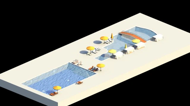 low poly swimming pools 3D Model .c4d .max .obj .3ds .fbx .stl .blend